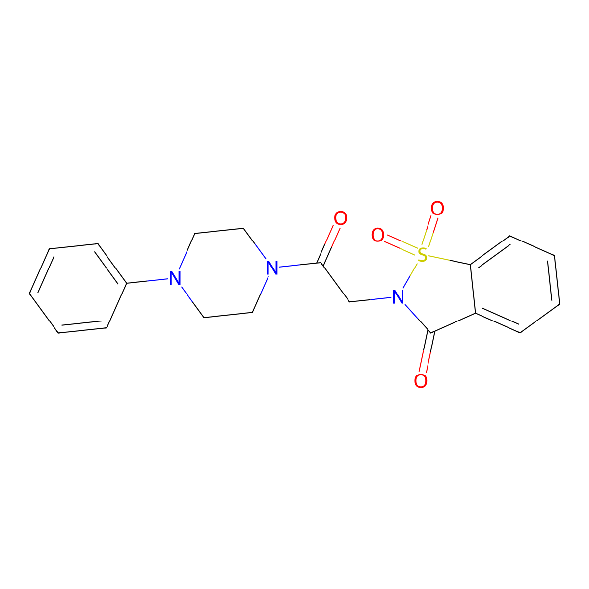 2-(2-oxo-2-(4-phenylpiperazin-1-yl)ethyl)benzo[d]isothiazol-3(2H)-one 1,1-dioxide molecular structure, CAS 443108-31-4