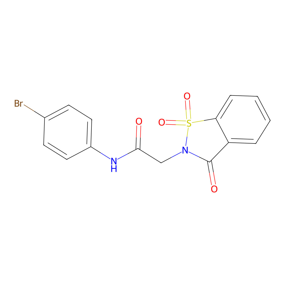 N-(4-bromophenyl)-2-(1,1,3-trioxo-1,2-benzothiazol-2-yl)acetamide molecular structure, CAS 443108-39-2