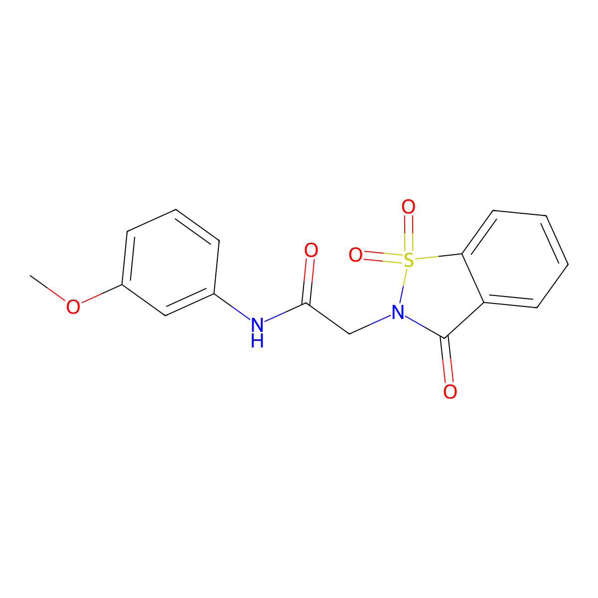 2-(1,1-dioxido-3-oxo-1,2-benzisothiazol-2(3H)-yl)-N-(3-methoxyphenyl)acetamide molecular structure, CAS 443108-41-6