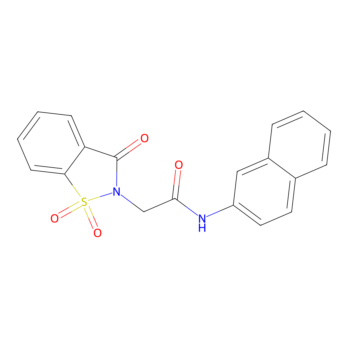 N-naphthalen-2-yl-2-(1,1,3-trioxo-1,2-benzothiazol-2-yl)acetamide molecular structure, CAS 443108-43-8