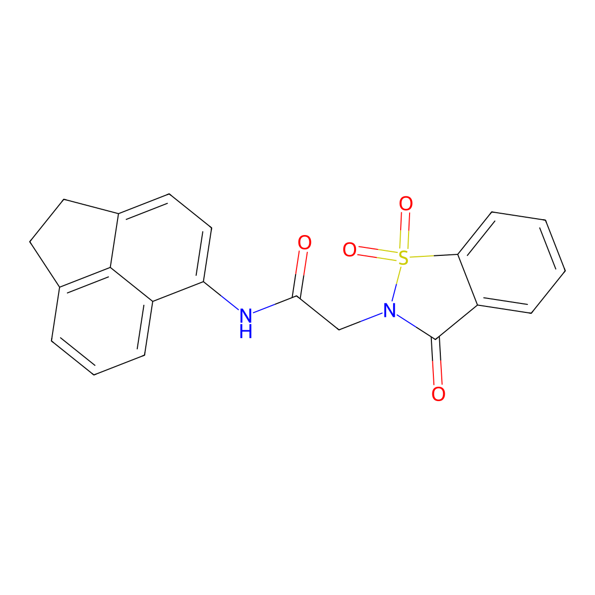 N-(1,2-dihydroacenaphthylen-5-yl)-2-(1,1,3-trioxo-1,2-benzothiazol-2-yl)acetamide molecular structure, CAS 443108-48-3