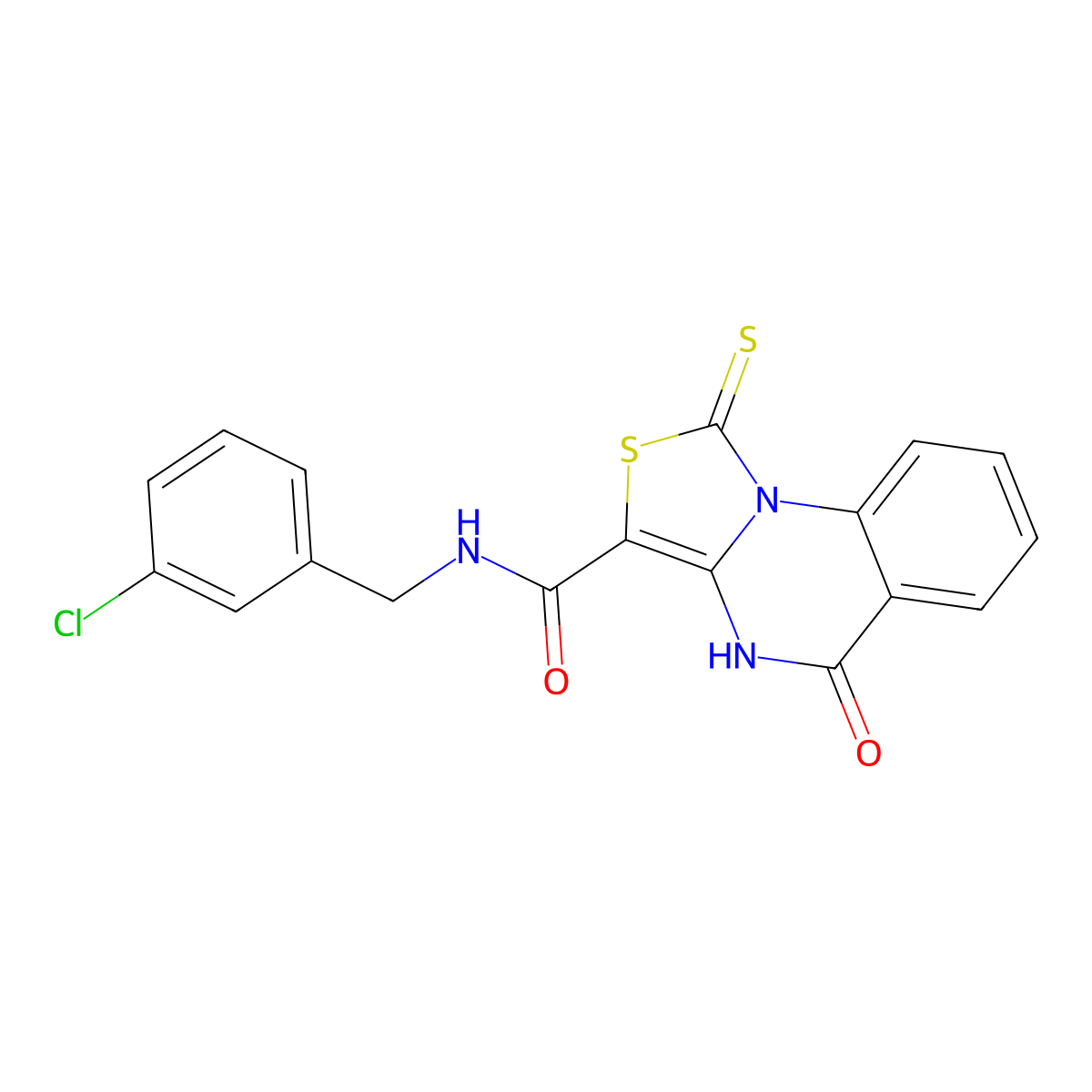 N-[(3-chlorophenyl)methyl]-5-oxo-1-sulfanylidene-4H-[1,3]thiazolo[3,4-a]quinazoline-3-carboxamide molecular structure, CAS 443109-74-8