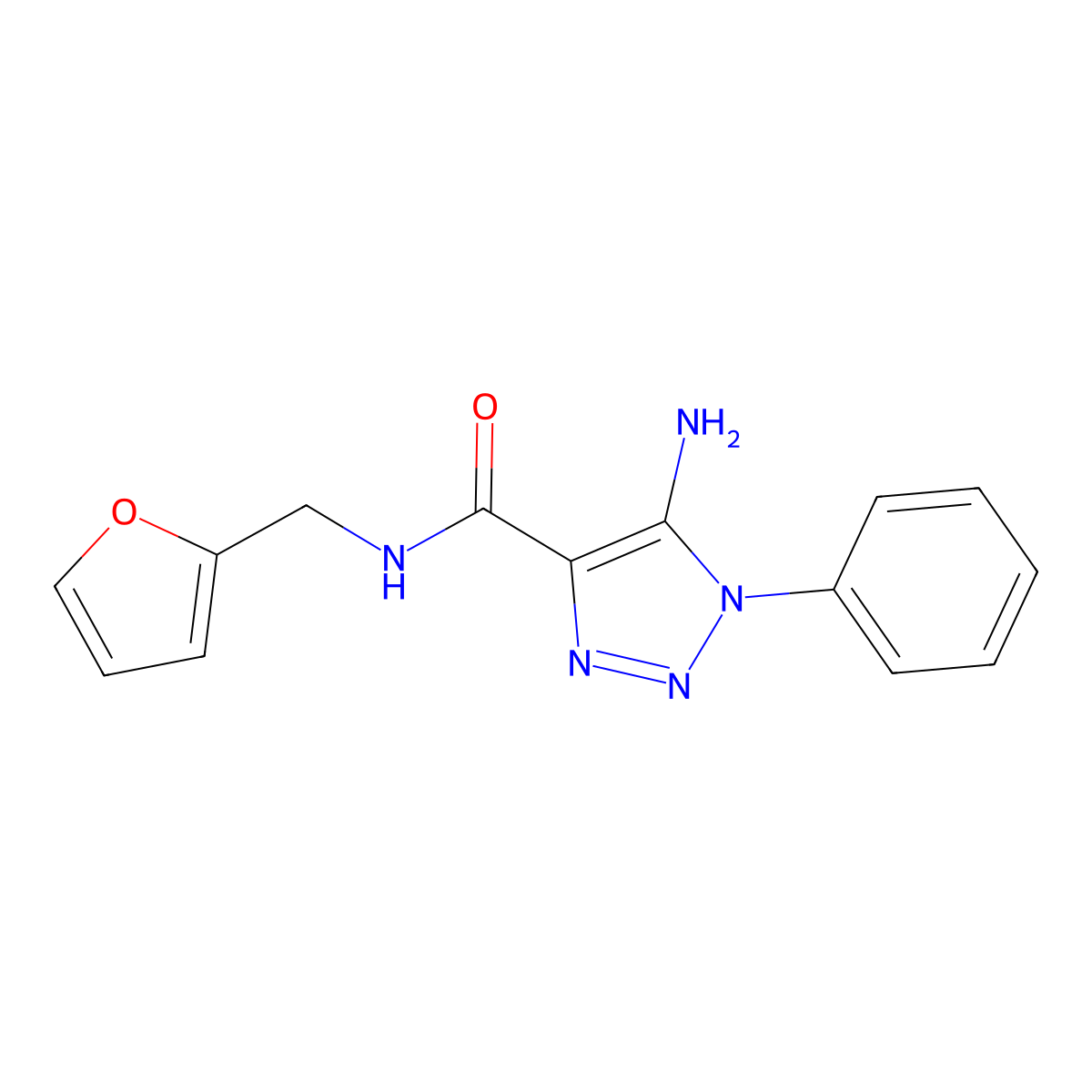 5-amino-N-(furan-2-ylmethyl)-1-phenyltriazole-4-carboxamide molecular structure, CAS 443110-14-3