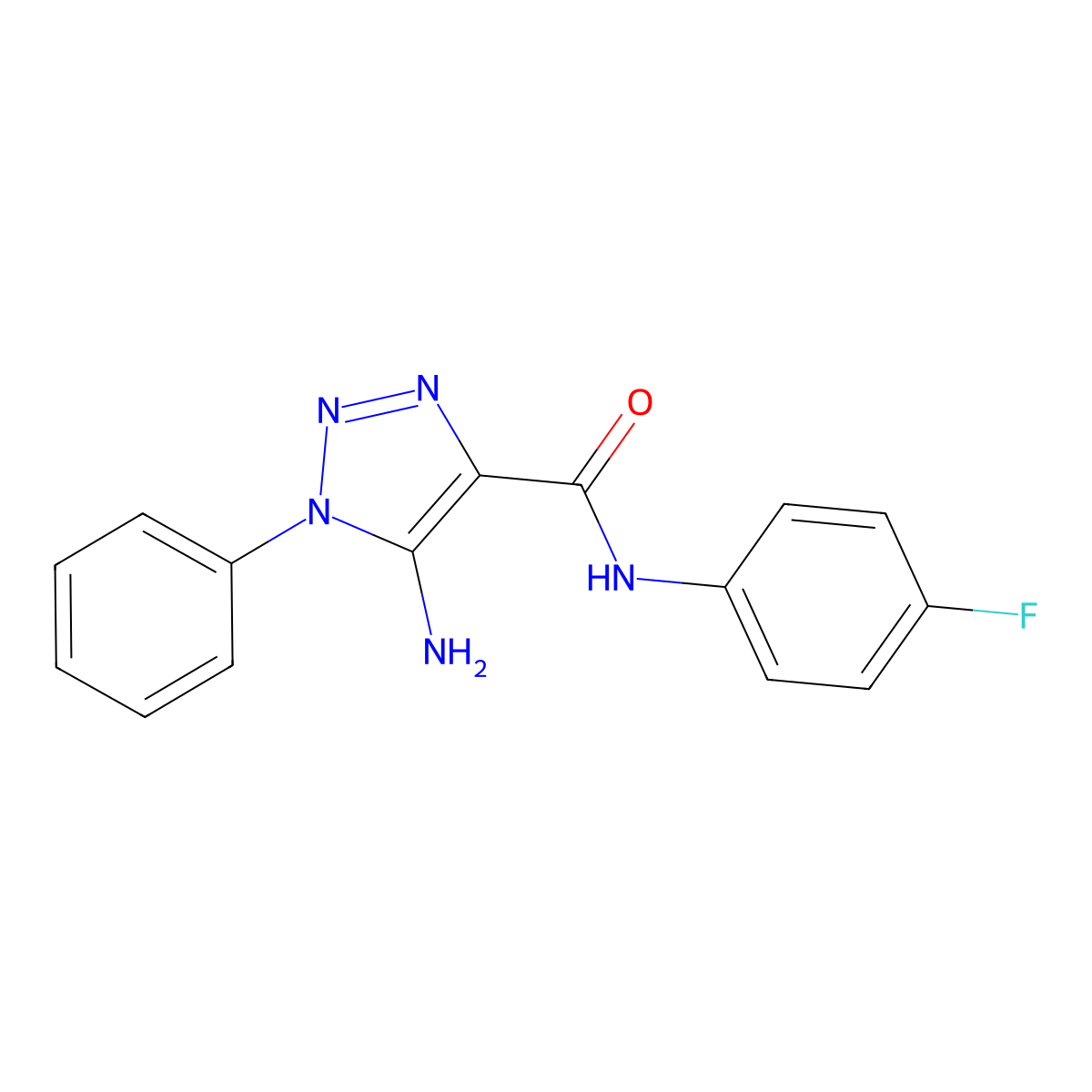 5-amino-N-(4-fluorophenyl)-1-phenyl-1H-1,2,3-triazole-4-carboxamide molecular structure, CAS 443110-39-2