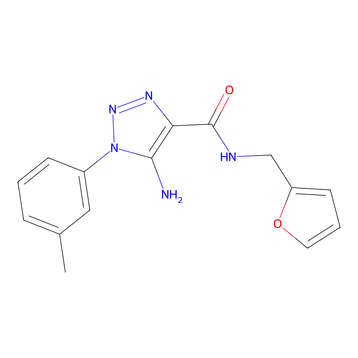 5-amino-N-(furan-2-ylmethyl)-1-(3-methylphenyl)triazole-4-carboxamide molecular structure, CAS 443110-78-9