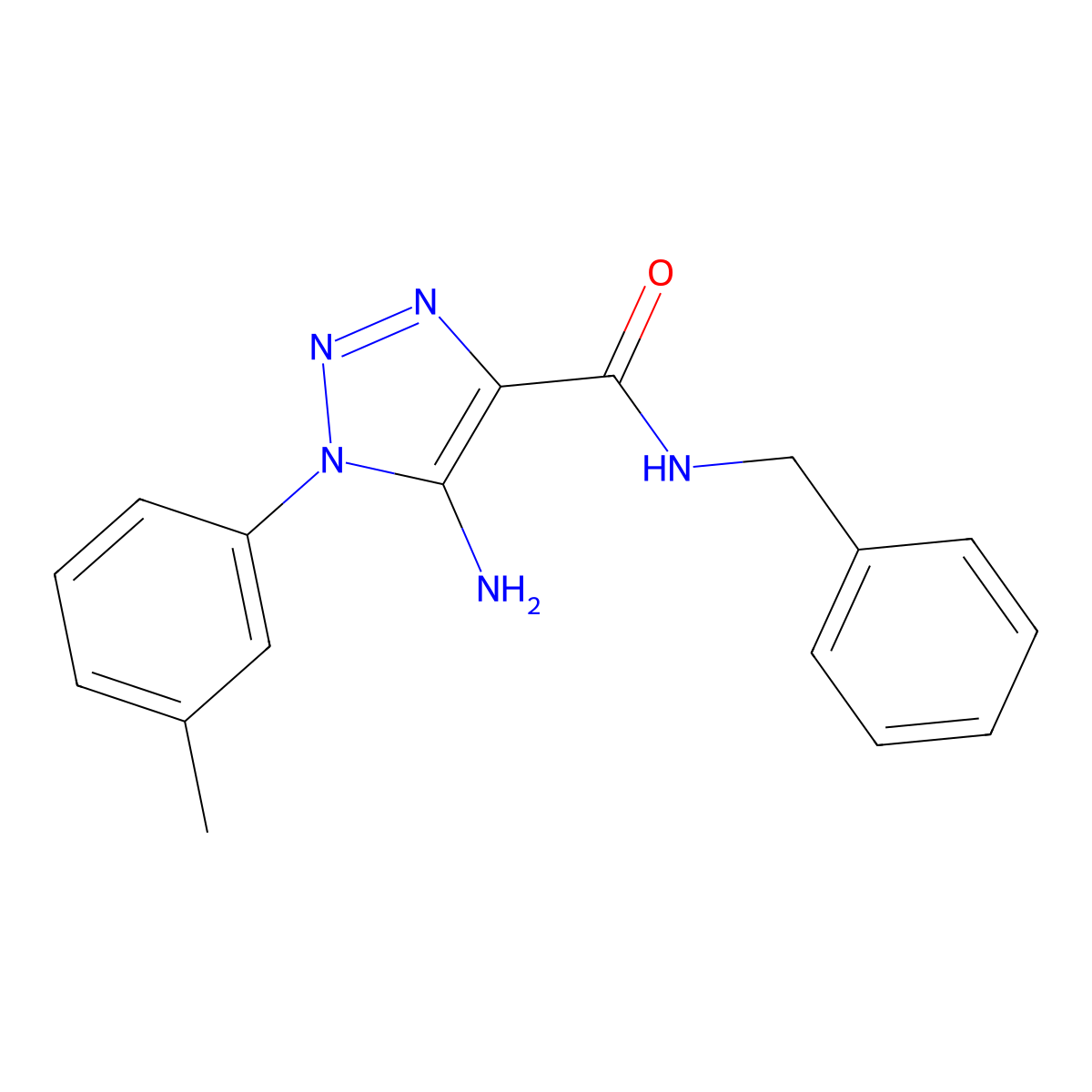 5-amino-N-benzyl-1-(3-methylphenyl)triazole-4-carboxamide molecular structure, CAS 443110-84-7