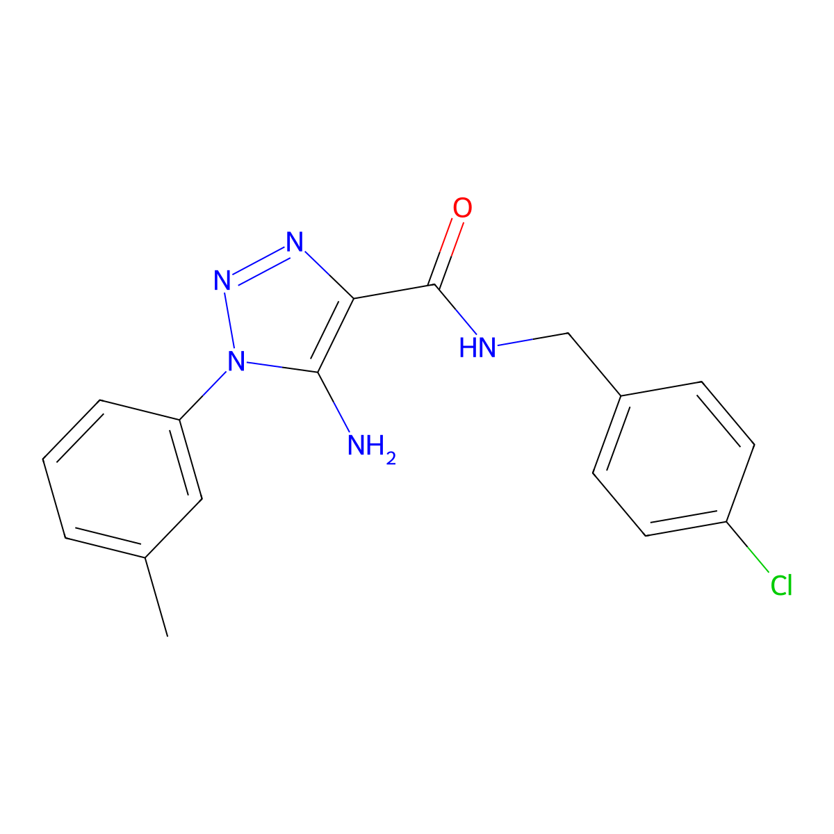 5-amino-N-[(4-chlorophenyl)methyl]-1-(3-methylphenyl)triazole-4-carboxamide molecular structure, CAS 443111-32-8