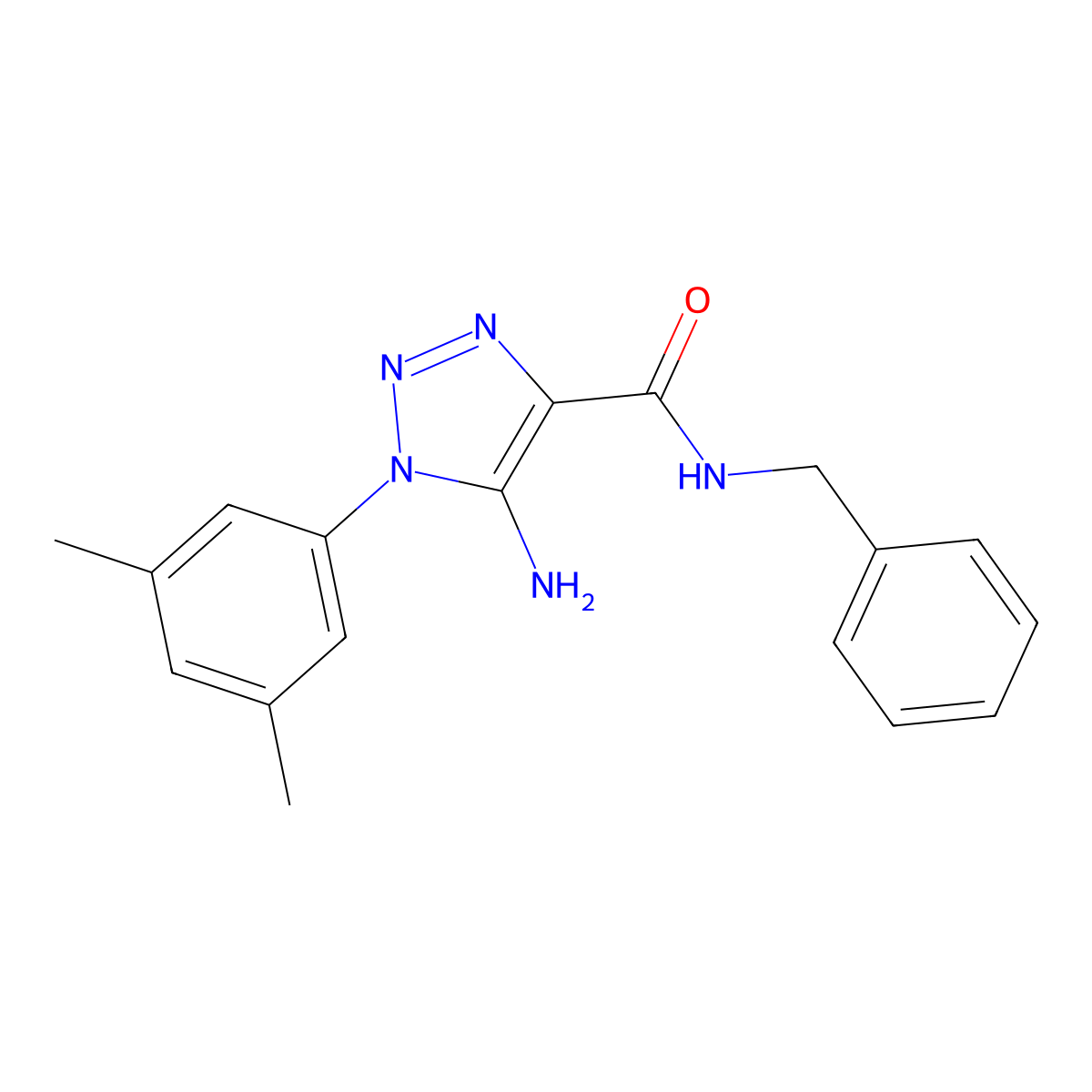 5-amino-1-(3,5-dimethylphenyl)-N-(phenylmethyl)-4-triazolecarboxamide molecular structure, CAS 443111-59-9