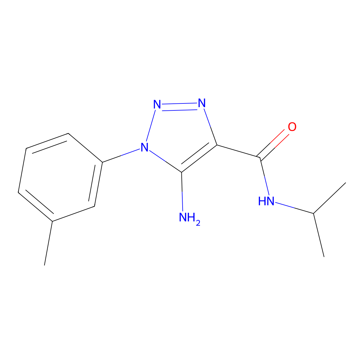 5-amino-1-(3-methylphenyl)-N-propan-2-yltriazole-4-carboxamide molecular structure, CAS 443111-89-5