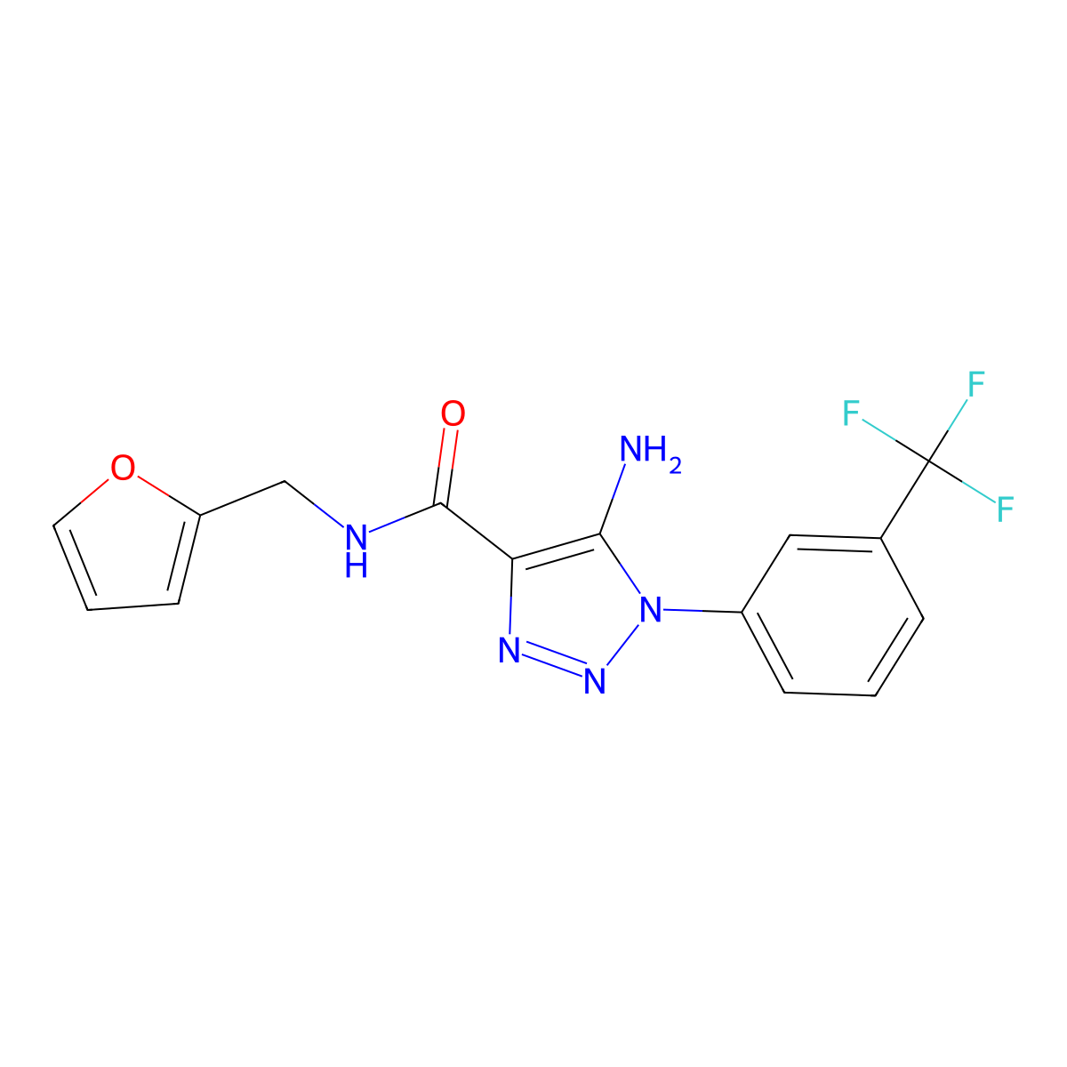 5-amino-N-(furan-2-ylmethyl)-1-(3-(trifluoromethyl)phenyl)-1H-1,2,3-triazole-4-carboxamide molecular structure, CAS 443112-10-5
