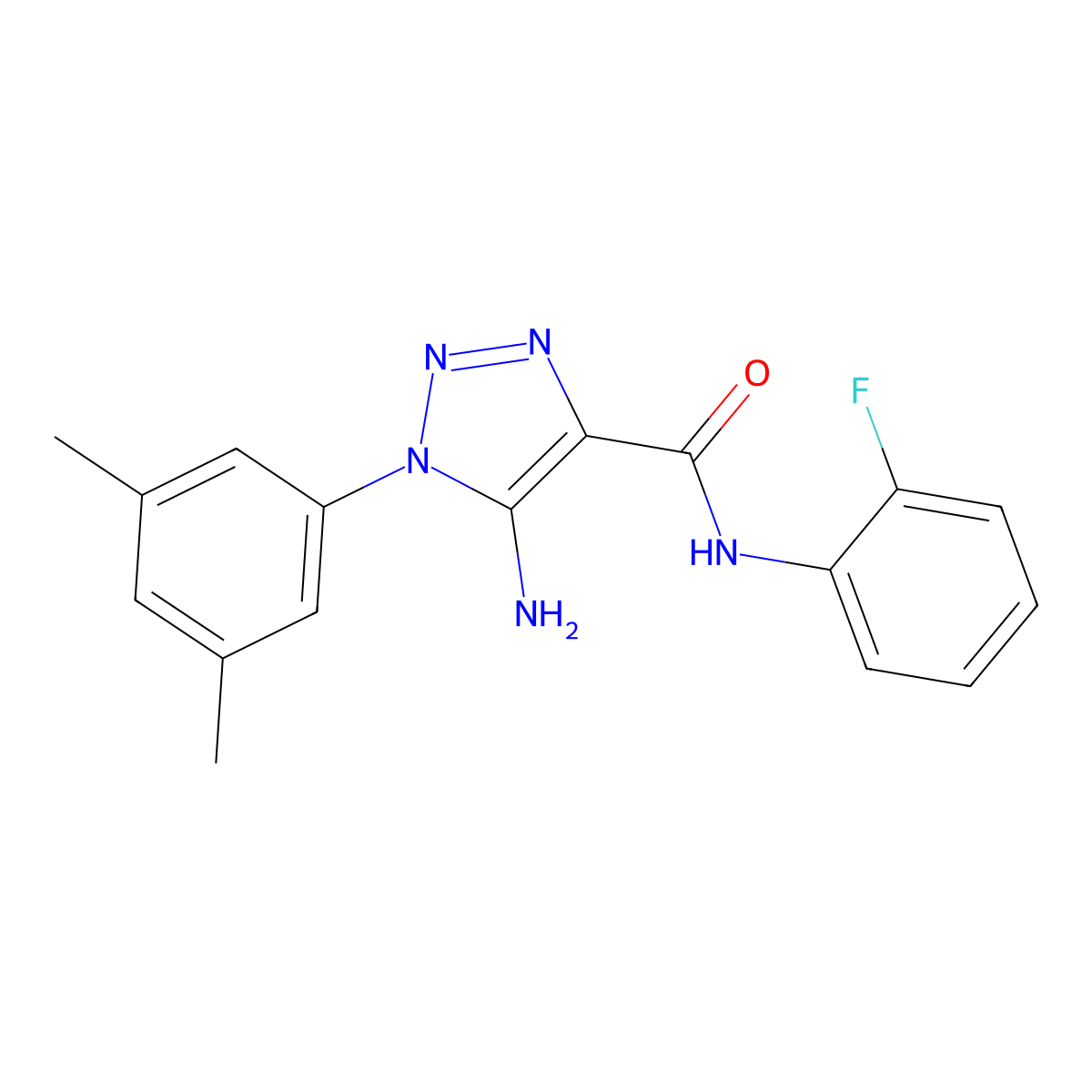 5-amino-1-(3,5-dimethylphenyl)-N-(2-fluorophenyl)triazole-4-carboxamide molecular structure, CAS 443113-16-4