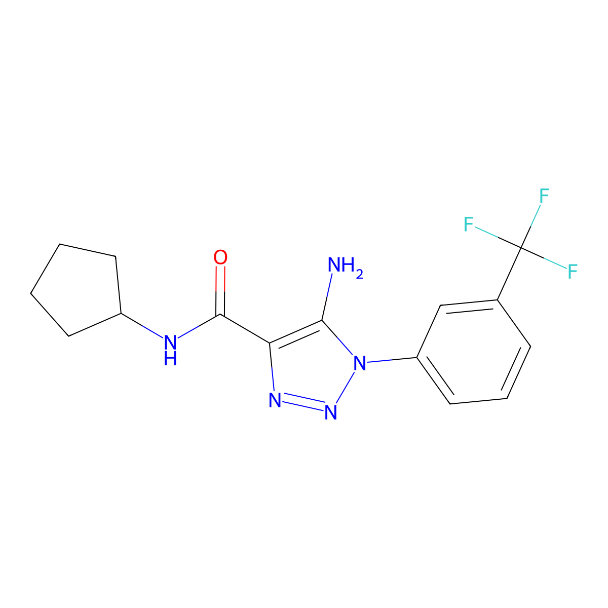 5-amino-N-cyclopentyl-1-[3-(trifluoromethyl)phenyl]triazole-4-carboxamide molecular structure, CAS 443113-79-9