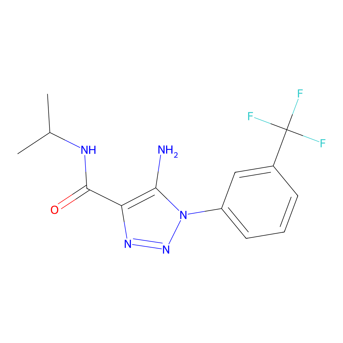 5-amino-N-propan-2-yl-1-[3-(trifluoromethyl)phenyl]triazole-4-carboxamide molecular structure, CAS 443113-85-7
