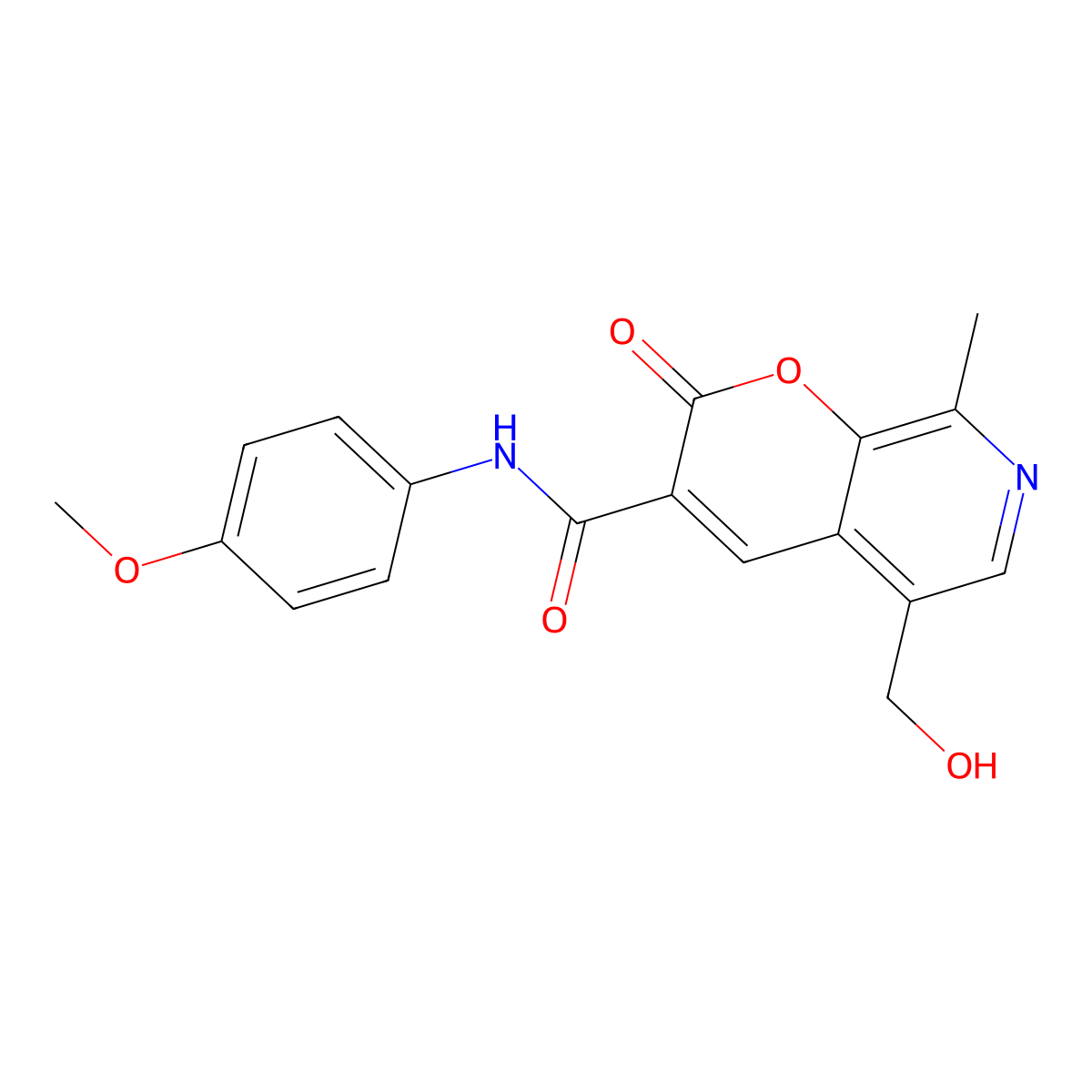 5-(hydroxymethyl)-N-(4-methoxyphenyl)-8-methyl-2-oxo-2H-pyrano[2,3-c]pyridine-3-carboxamide molecular structure, CAS 443116-92-5