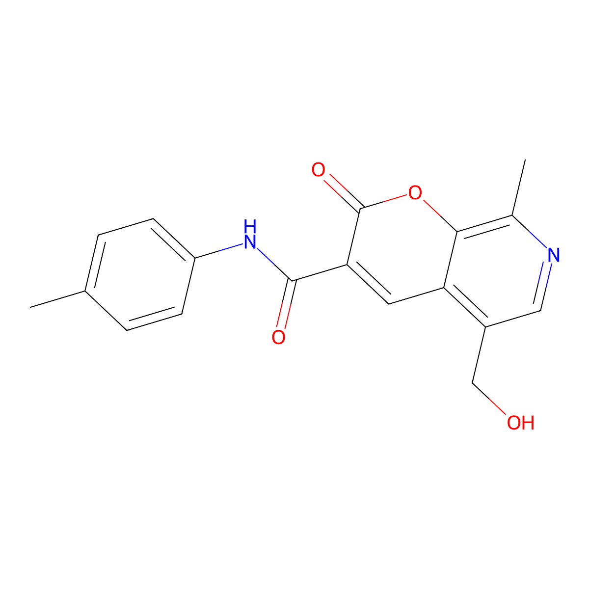 5-(hydroxymethyl)-8-methyl-N-(4-methylphenyl)-2-oxopyrano[2,3-c]pyridine-3-carboxamide molecular structure, CAS 443116-98-1