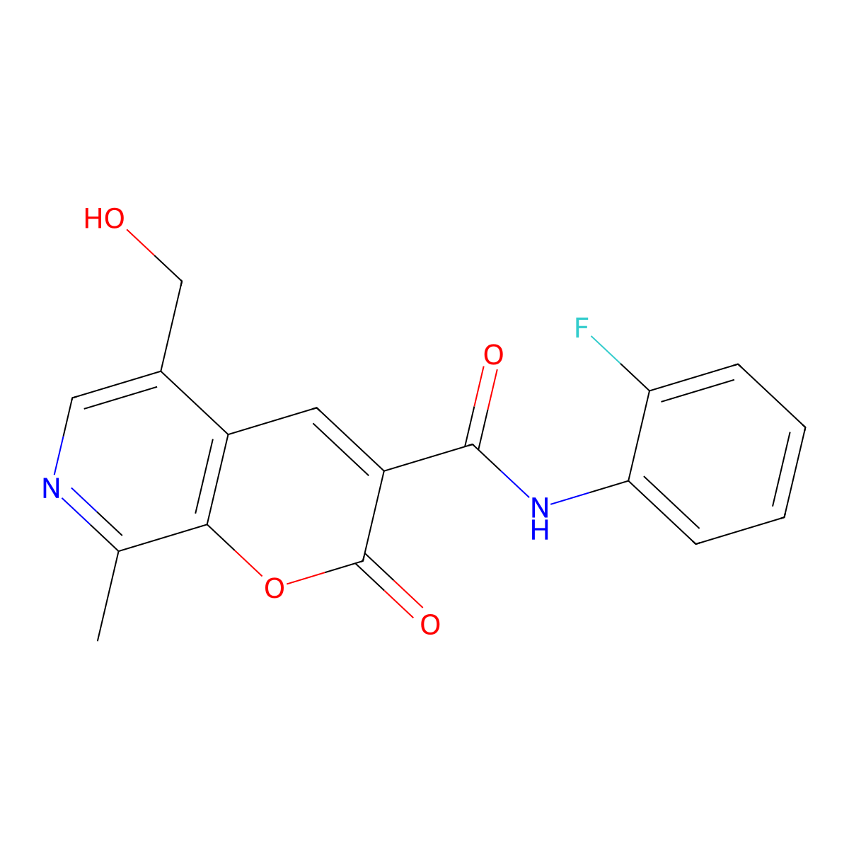 N-(2-fluorophenyl)-5-(hydroxymethyl)-8-methyl-2-oxo-2H-pyrano[2,3-c]pyridine-3-carboxamide molecular structure, CAS 443117-04-2