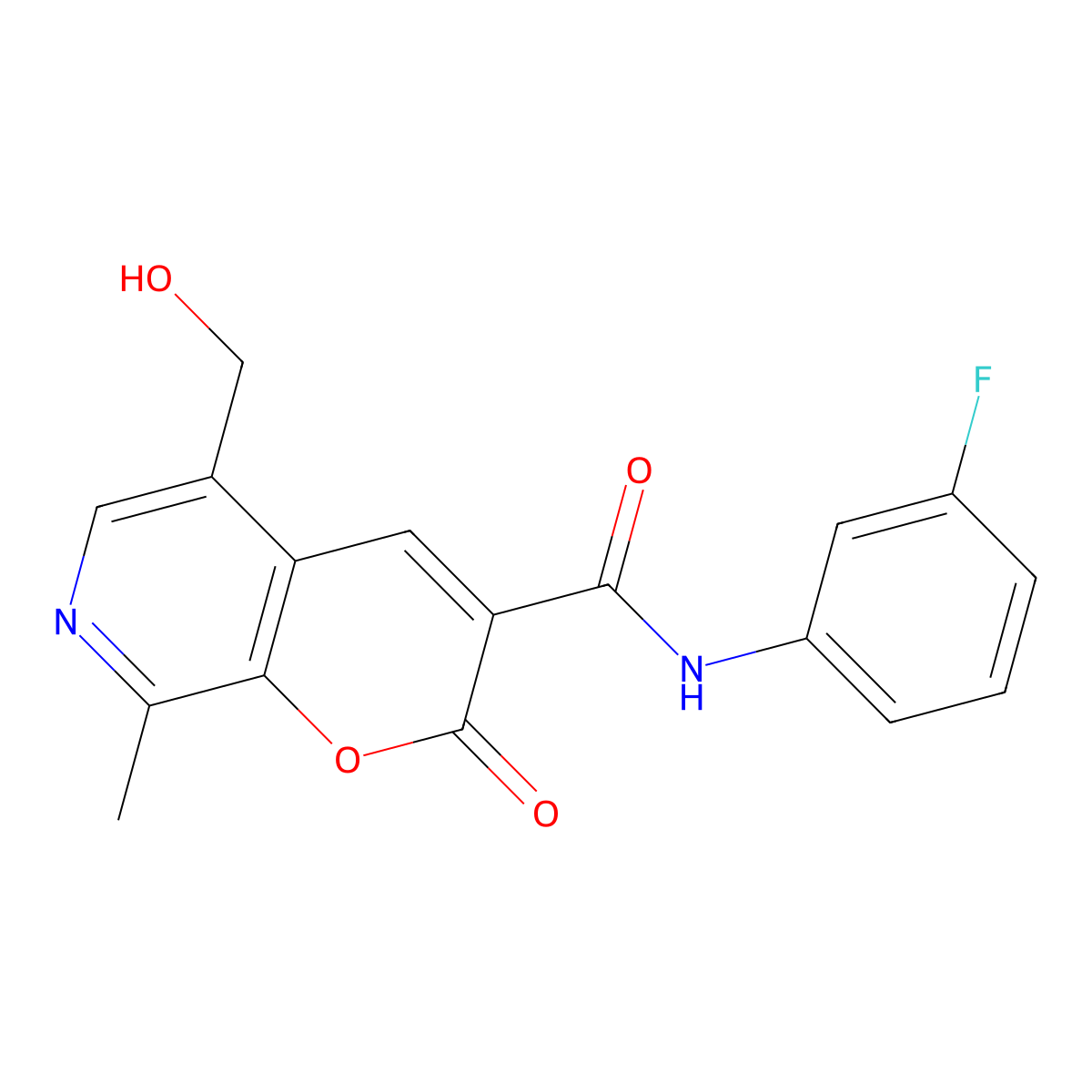 N-(3-fluorophenyl)-5-(hydroxymethyl)-8-methyl-2-oxo-2H-pyrano[2,3-c]pyridine-3-carboxamide molecular structure, CAS 443117-07-5