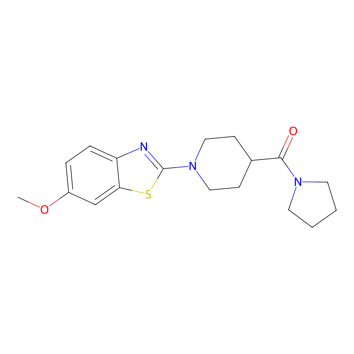 (1-(6-Methoxybenzo[d]thiazol-2-yl)piperidin-4-yl)(pyrrolidin-1-yl)methanone molecular structure, CAS 443117-12-2