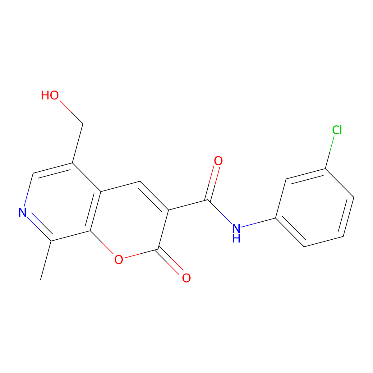 N-(3-chlorophenyl)-5-(hydroxymethyl)-8-methyl-2-oxo-2H-pyrano[2,3-c]pyridine-3-carboxamide molecular structure, CAS 443117-31-5