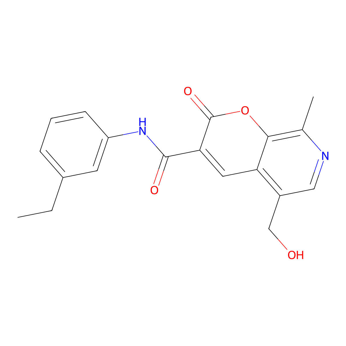 N-(3-ethylphenyl)-5-(hydroxymethyl)-8-methyl-2-oxo-2H-pyrano[2,3-c]pyridine-3-carboxamide molecular structure, CAS 443117-40-6
