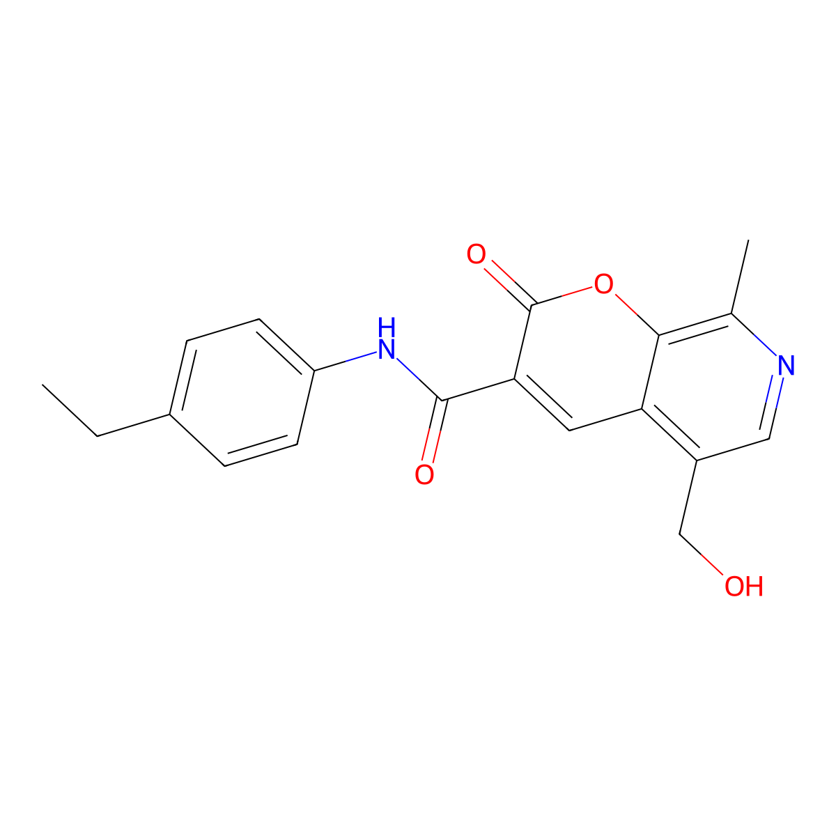 N-(4-ethylphenyl)-5-(hydroxymethyl)-8-methyl-2-oxo-2H-pyrano[2,3-c]pyridine-3-carboxamide molecular structure, CAS 443117-43-9