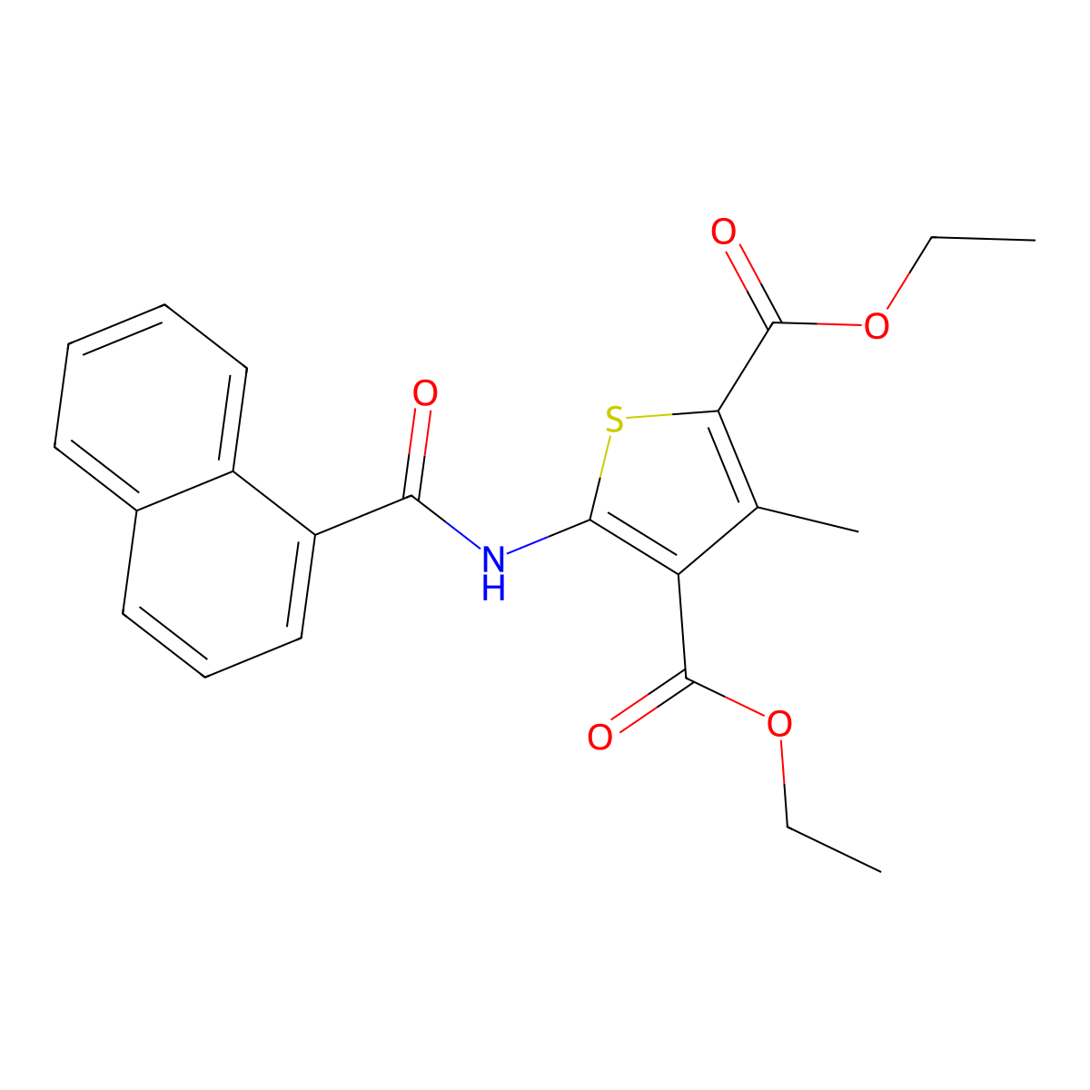 Diethyl 3-methyl-5-(naphthalene-1-carbonylamino)thiophene-2,4-dicarboxylate molecular structure, CAS 443121-95-7