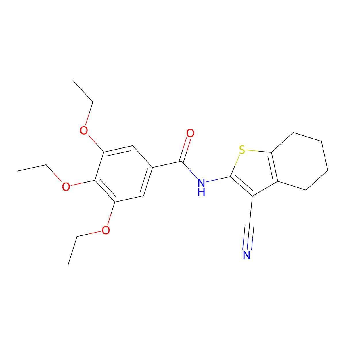 N-(3-cyano-4,5,6,7-tetrahydro-1-benzothiophen-2-yl)-3,4,5-triethoxybenzamide molecular structure, CAS 443122-61-0