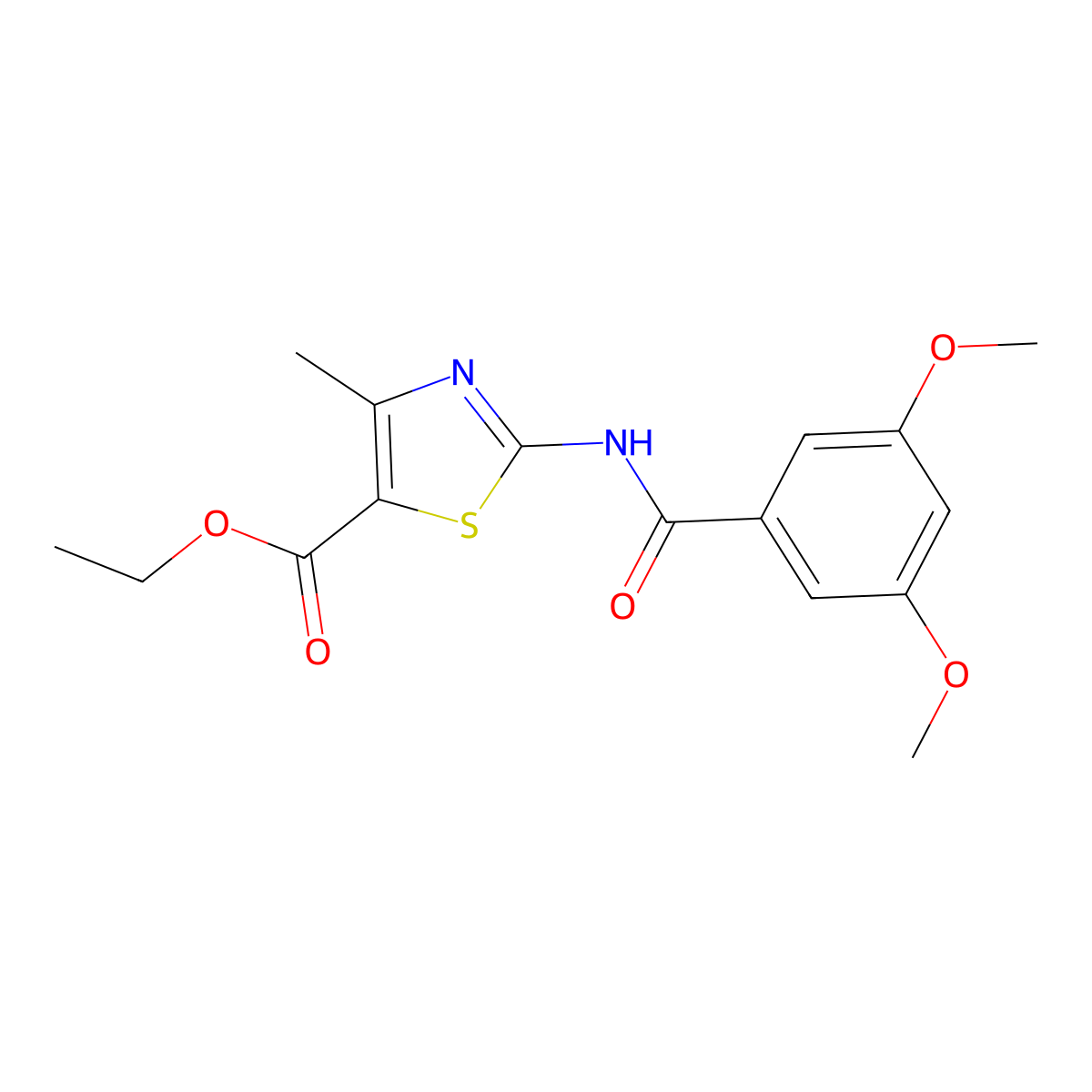 Ethyl 2-{[(3,5-dimethoxyphenyl)carbonyl]amino}-4-methyl-1,3-thiazole-5-carboxylate molecular structure, CAS 443123-09-9