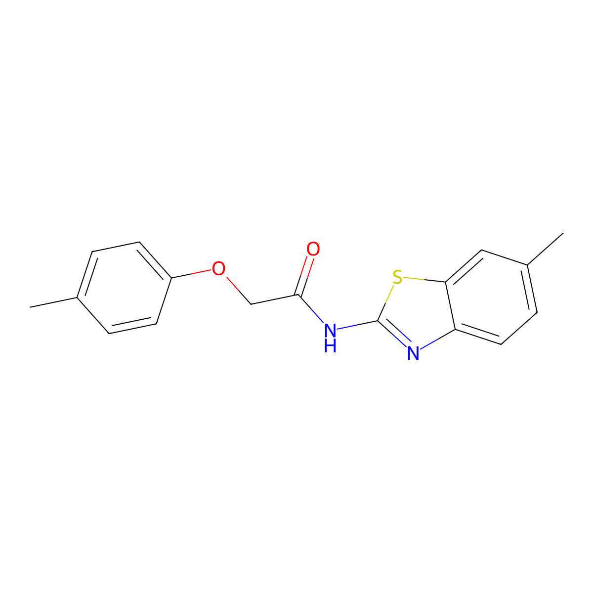 N-(6-methyl-1,3-benzothiazol-2-yl)-2-(4-methylphenoxy)acetamide molecular structure, CAS 443123-10-2