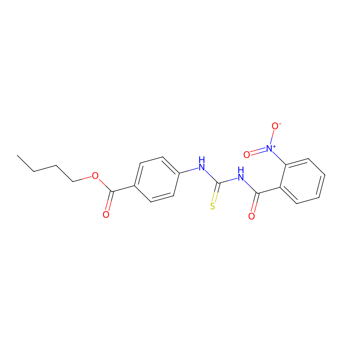 Butyl 4-({[(2-nitrophenyl)carbonyl]carbamothioyl}amino)benzoate molecular structure, CAS 443123-42-0