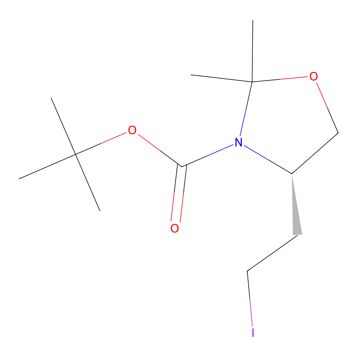 (S)-N-Boc-4-(2-iodoethyl)-2,2-dimethyloxazolidine molecular structure, CAS 443123-89-5