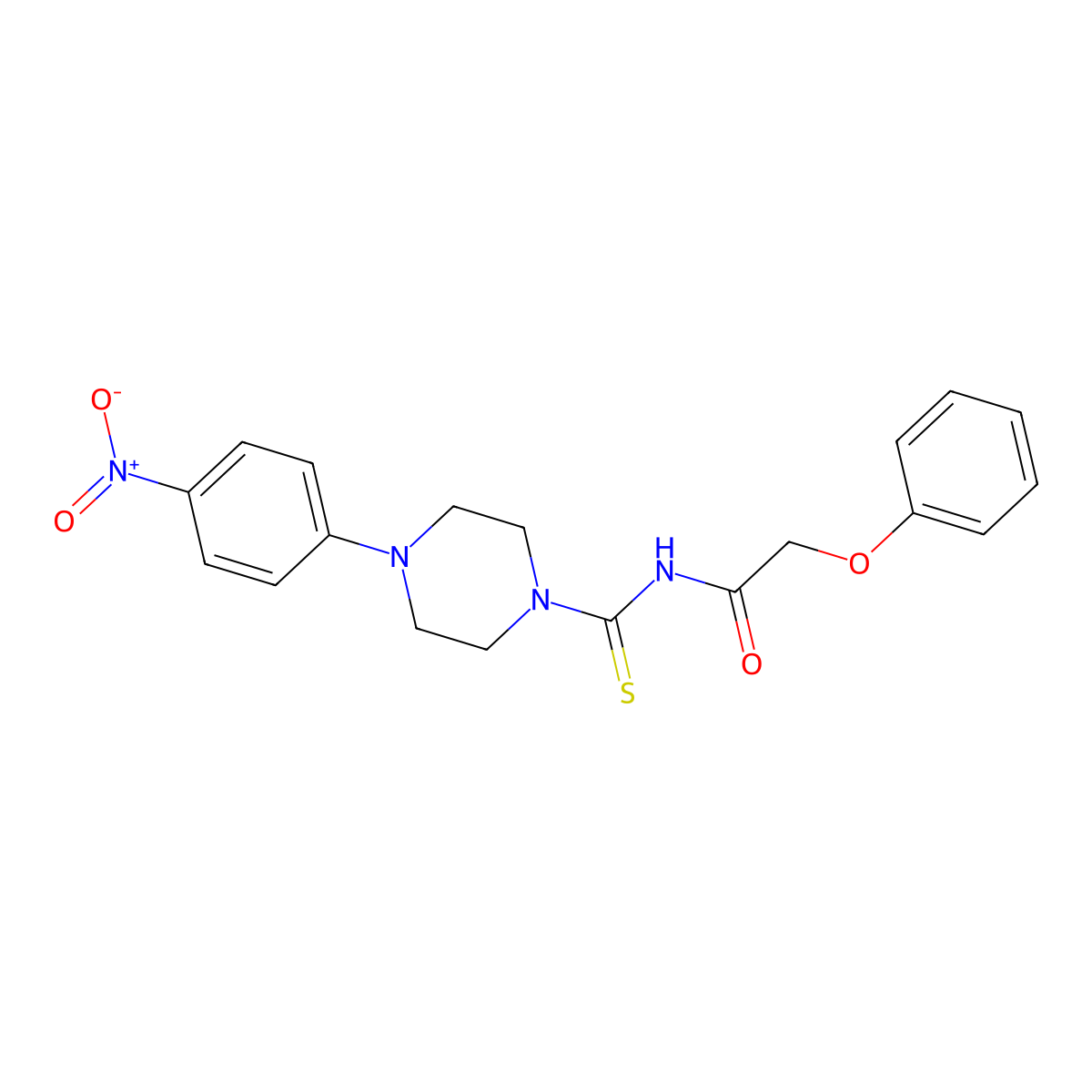N-{[4-(4-nitrophenyl)piperazin-1-yl]carbonothioyl}-2-phenoxyacetamide molecular structure, CAS 443124-80-9