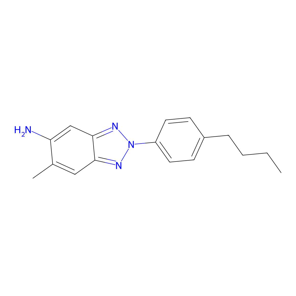 2-(4-butylphenyl)-6-methyl-2H-benzo[d][1,2,3]triazol-5-amine molecular structure, CAS 443124-82-1