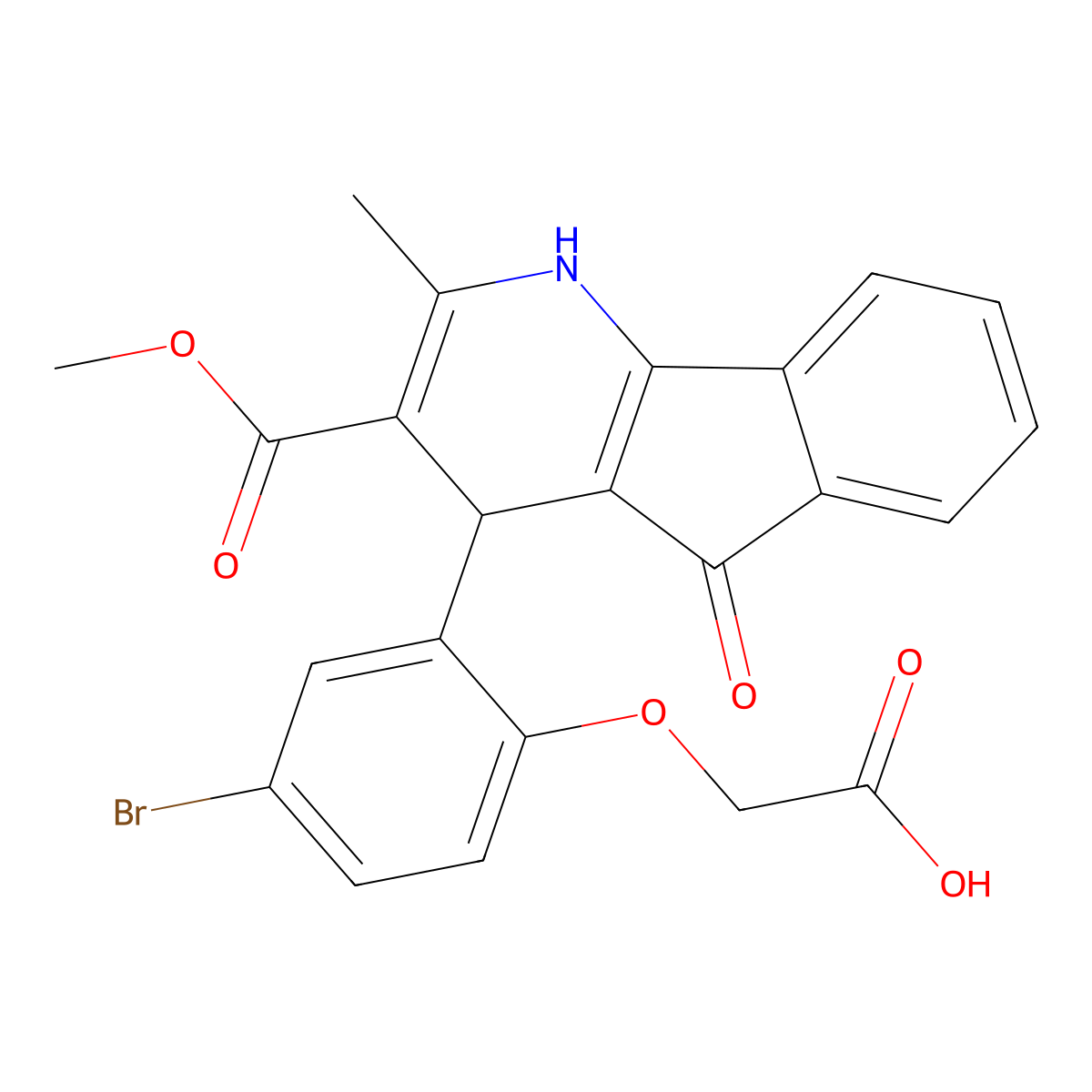 {4-bromo-2-[5-hydroxy-3-(methoxycarbonyl)-2-methyl-4H-indeno[1,2-b]pyridin-4-yl]phenoxy}acetic acid molecular structure, CAS 443125-24-4