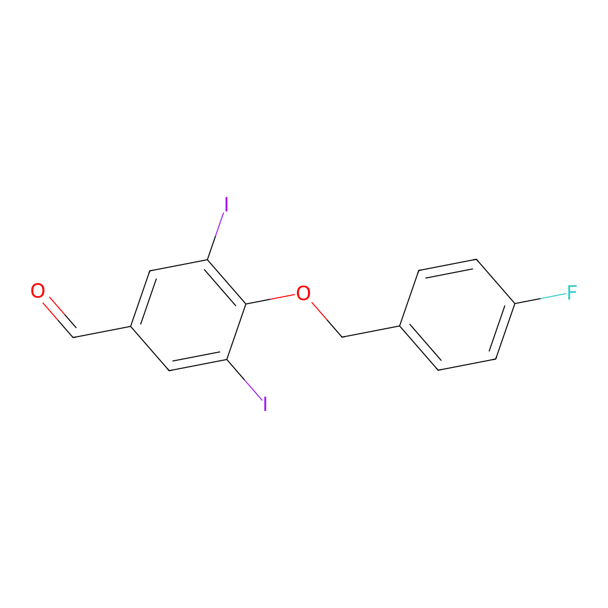 4-[(4-Fluorobenzyl)oxy]-3,5-diiodobenzaldehyde molecular structure, CAS 443125-29-9