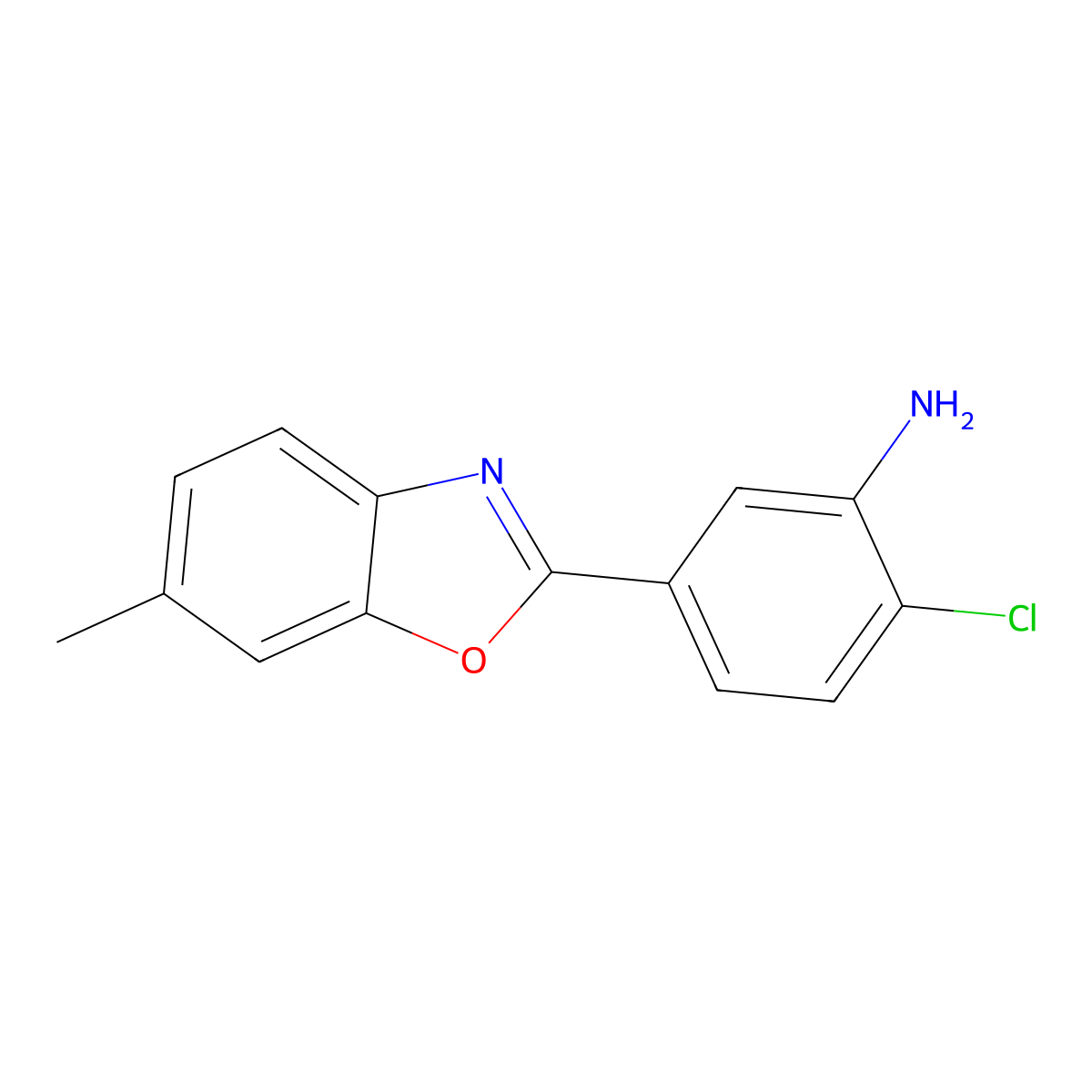 2-Chloro-5-(6-methyl-1,3-benzoxazol-2-yl)aniline molecular structure, CAS 443125-36-8