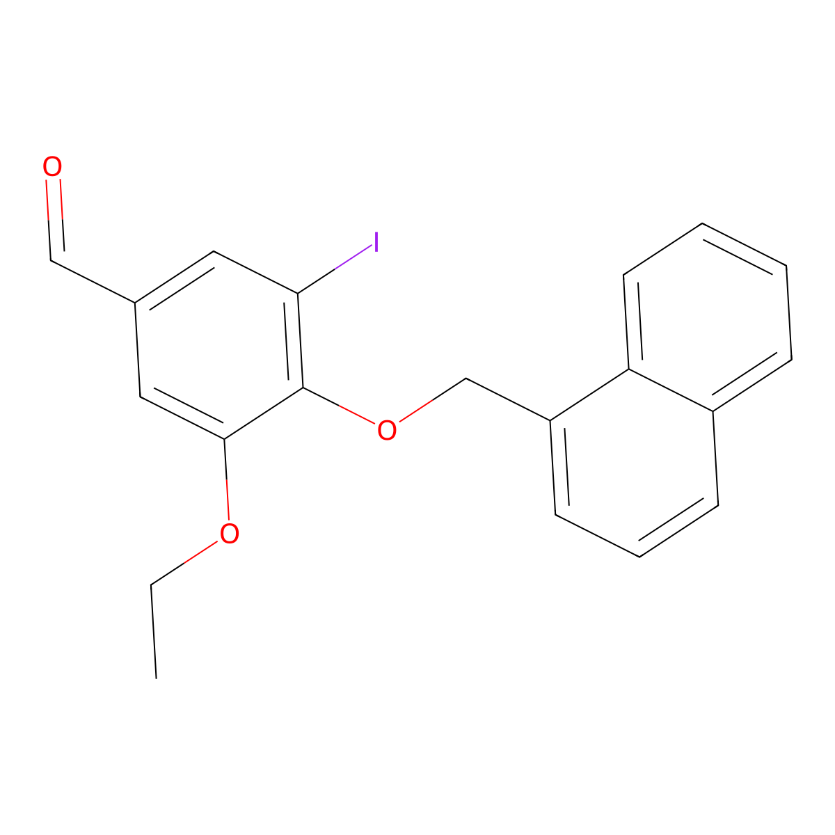 3-Ethoxy-5-iodo-4-(naphthalen-1-ylmethoxy)benzaldehyde molecular structure, CAS 443125-48-2