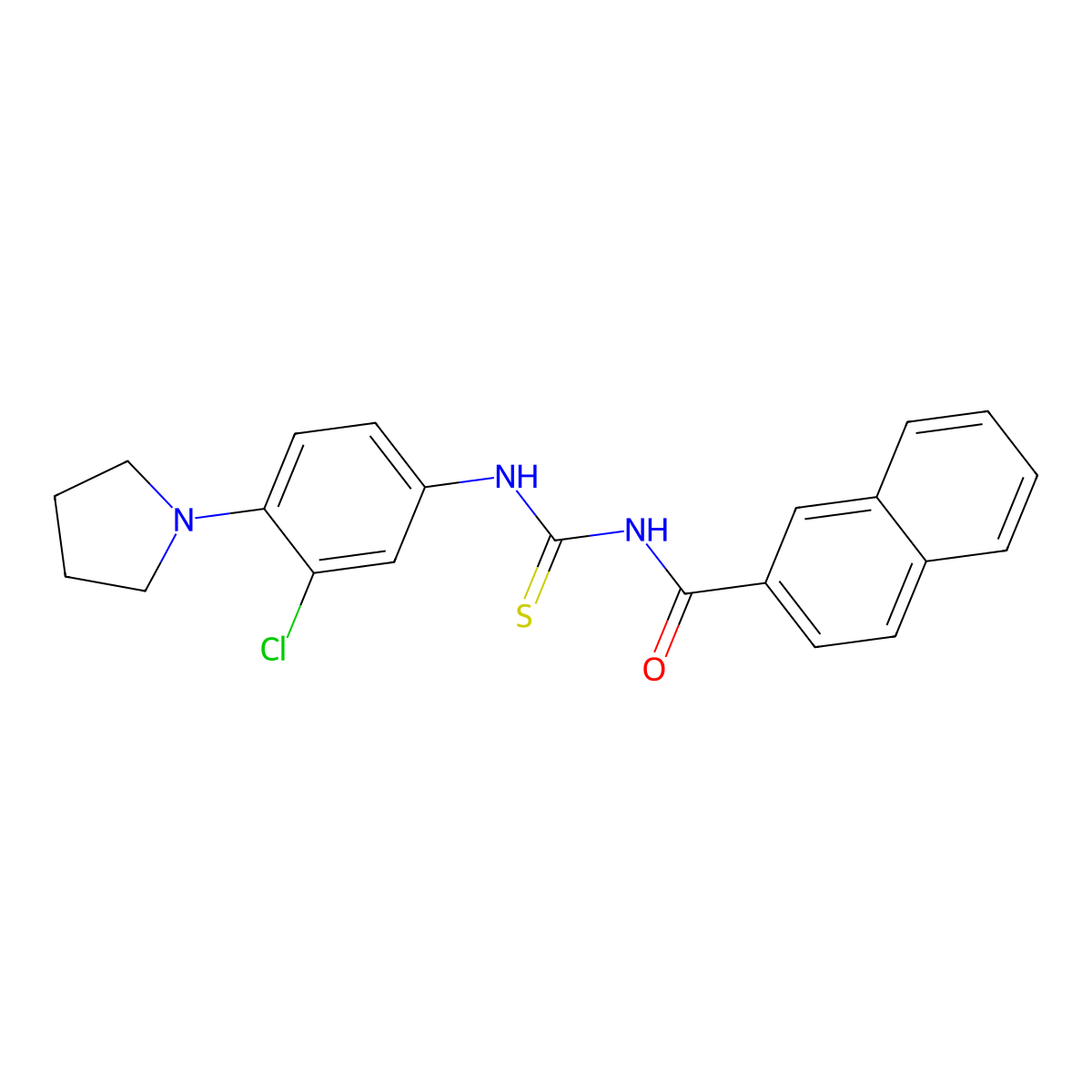 N-[(3-chloro-4-pyrrolidin-1-ylphenyl)carbamothioyl]naphthalene-2-carboxamide molecular structure, CAS 443125-80-2