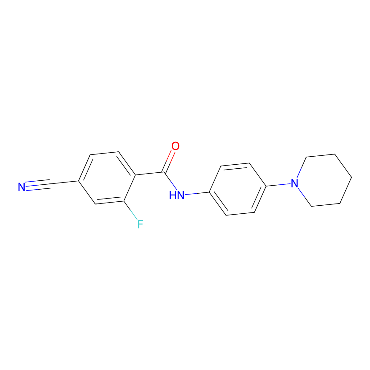 4-cyano-2-fluoro-N-(4-piperidin-1-ylphenyl)benzamide molecular structure, CAS 443125-97-1