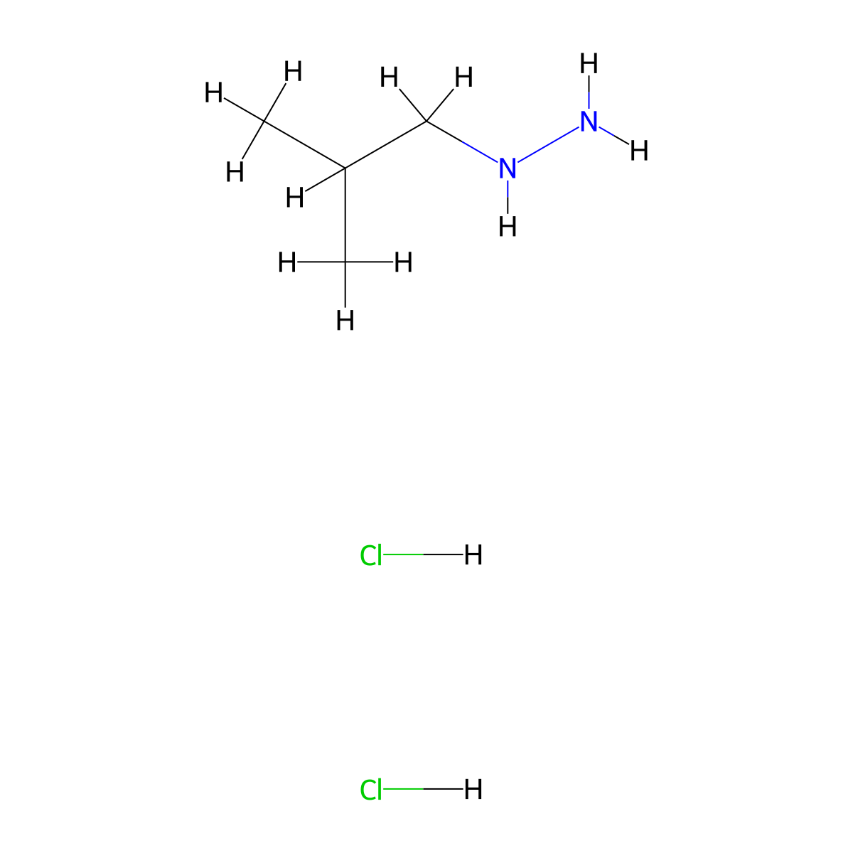 (2-Methylpropyl)hydrazine dihydrochloride molecular structure, CAS 443141-96-6