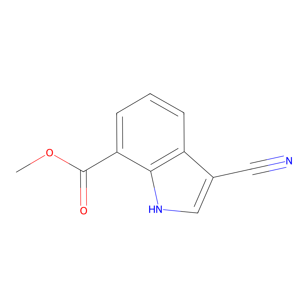 Methyl 3-cyano-1H-indole-7-carboxylate molecular structure, CAS 443144-24-9