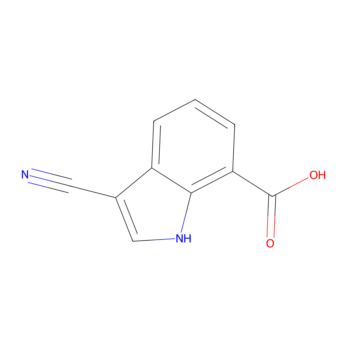 3-Cyano-1H-indole-7-carboxylic acid molecular structure, CAS 443144-25-0