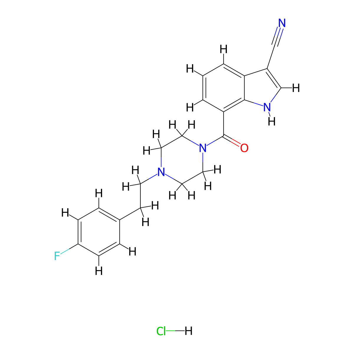Pruvanserin hydrochloride molecular structure, CAS 443144-27-2