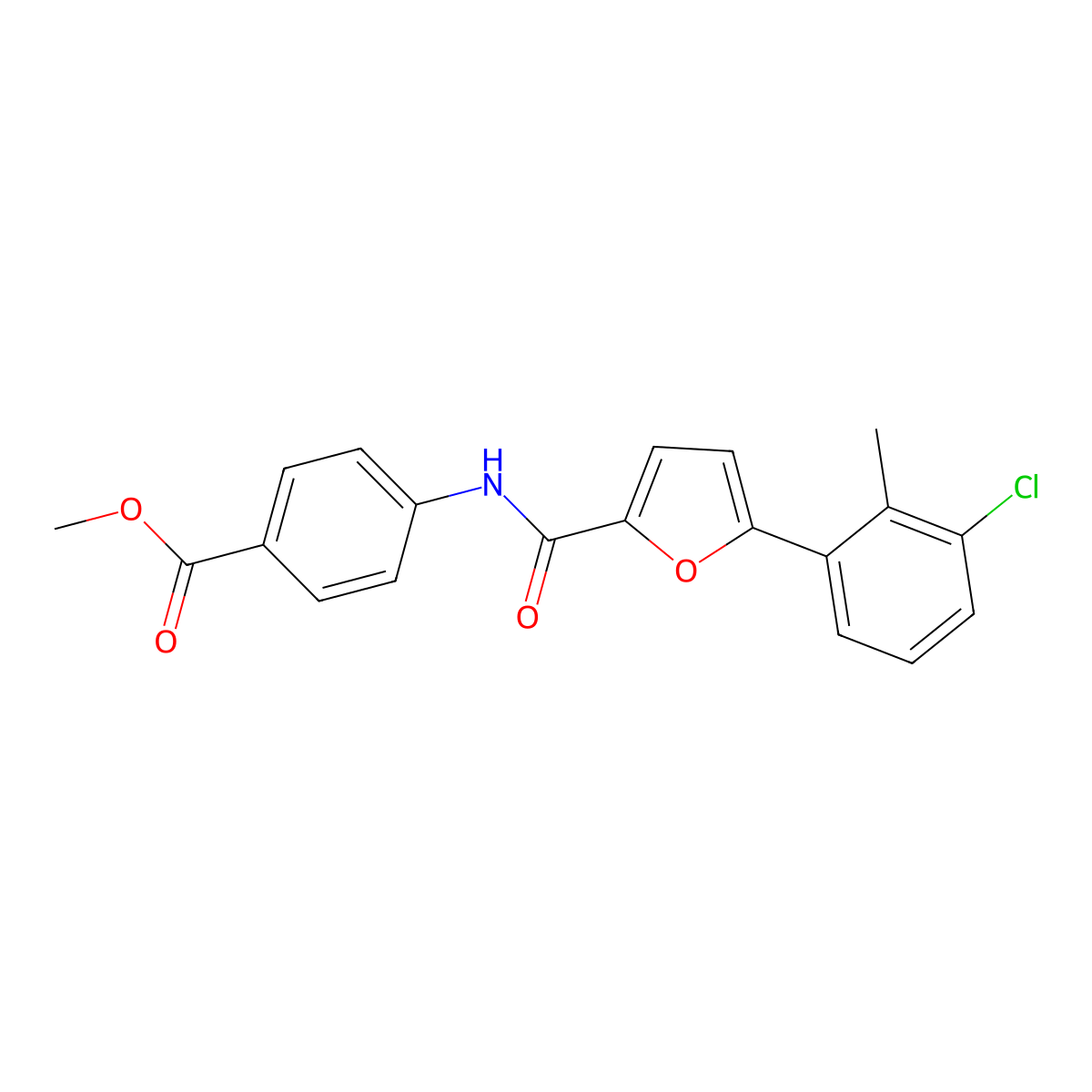 Methyl 4-{[5-(3-chloro-2-methylphenyl)-2-furoyl]amino}benzoate molecular structure, CAS 443289-09-6
