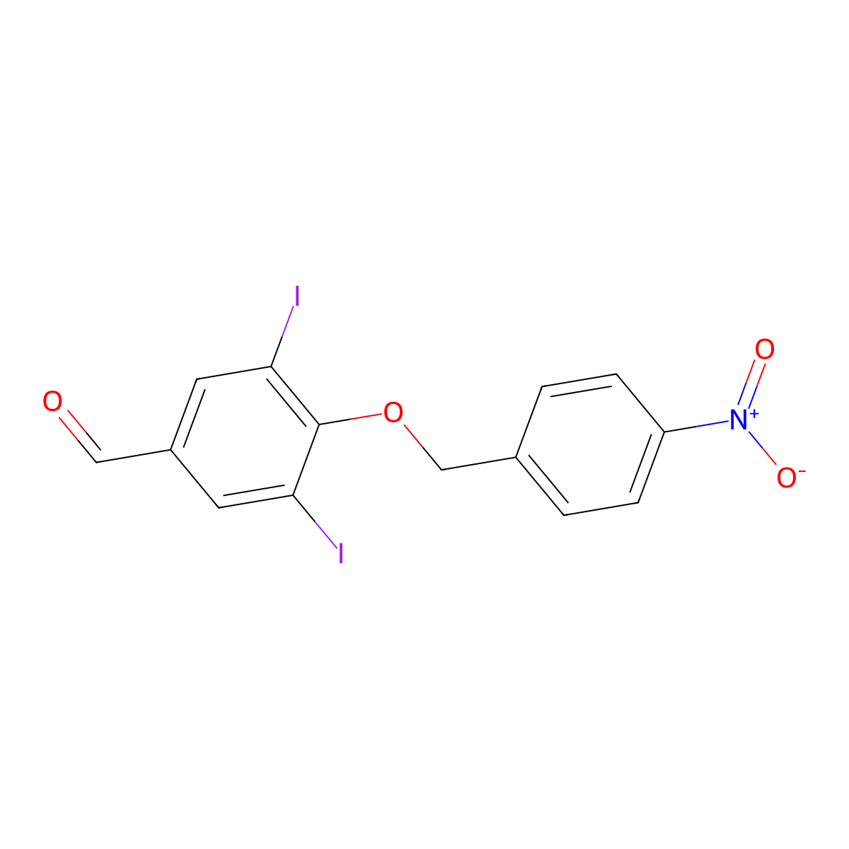 3,5-Diiodo-4-[(4-nitrobenzyl)oxy]benzaldehyde molecular structure, CAS 443289-28-9