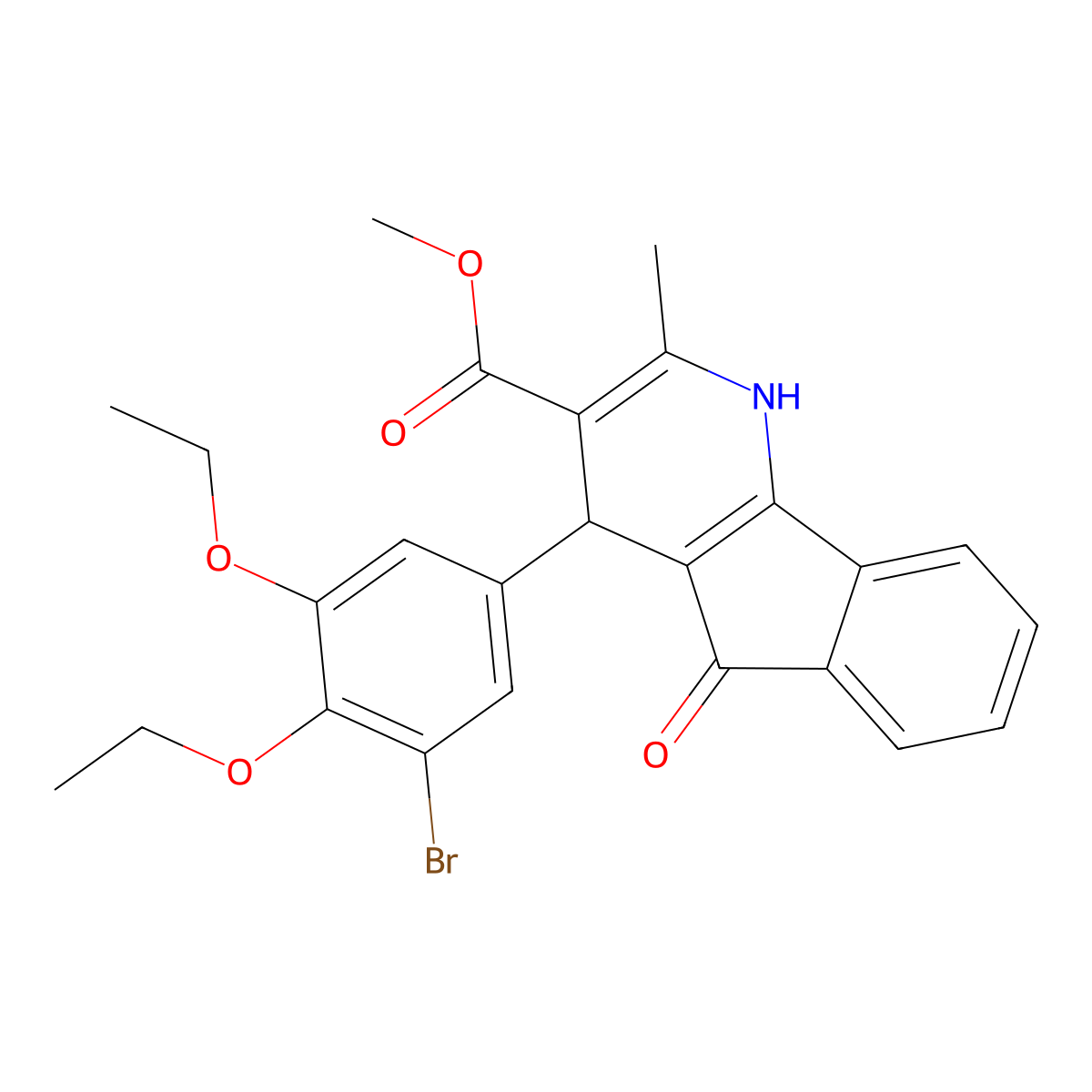 methyl 4-(3-bromo-4,5-diethoxyphenyl)-2-methyl-5-oxo-4,5-dihydro-1H-indeno[1,2-b]pyridine-3-carboxylate molecular structure, CAS 443289-38-1