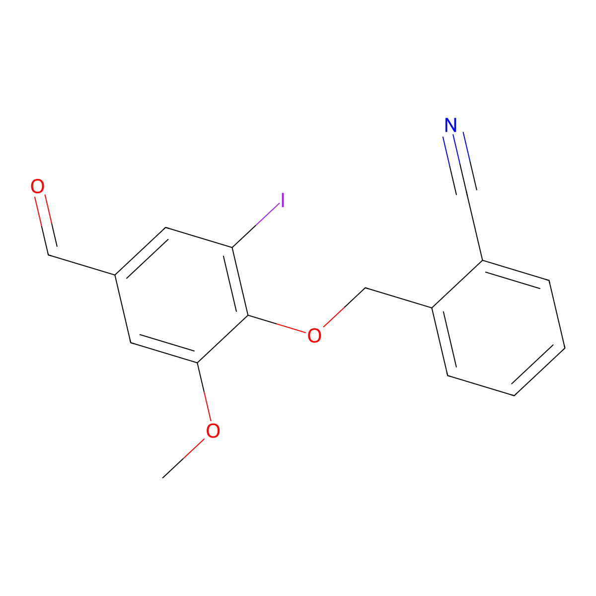 2-[(4-Formyl-2-iodo-6-methoxyphenoxy)methyl]benzonitrile molecular structure, CAS 443289-44-9