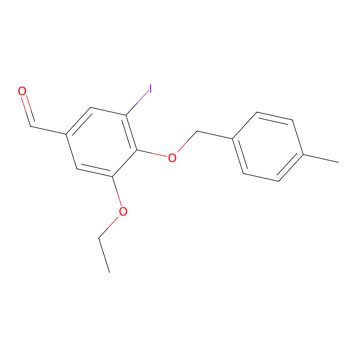 3-Ethoxy-5-iodo-4-[(4-methylbenzyl)oxy]benzaldehyde molecular structure, CAS 443289-53-0