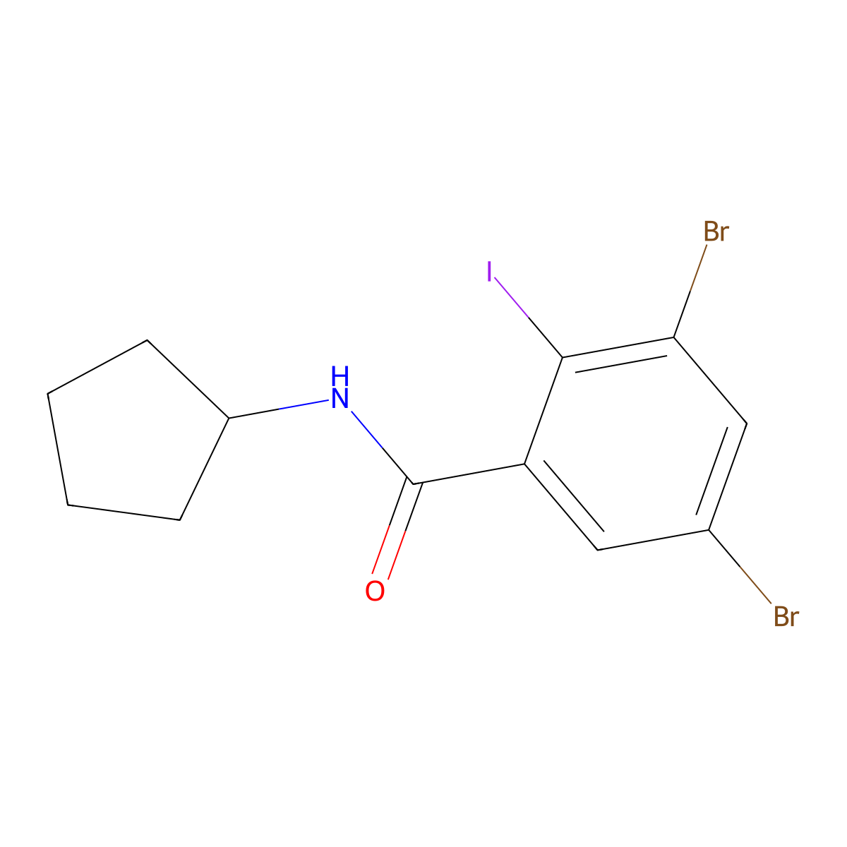3,5-dibromo-N-cyclopentyl-2-iodobenzamide molecular structure, CAS 443289-54-1