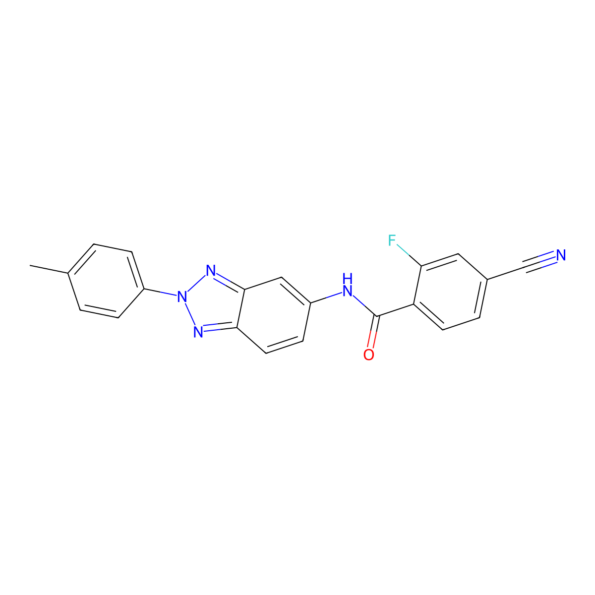 4-cyano-2-fluoro-N-[2-(4-methylphenyl)-2H-benzotriazol-5-yl]benzamide molecular structure, CAS 443289-58-5